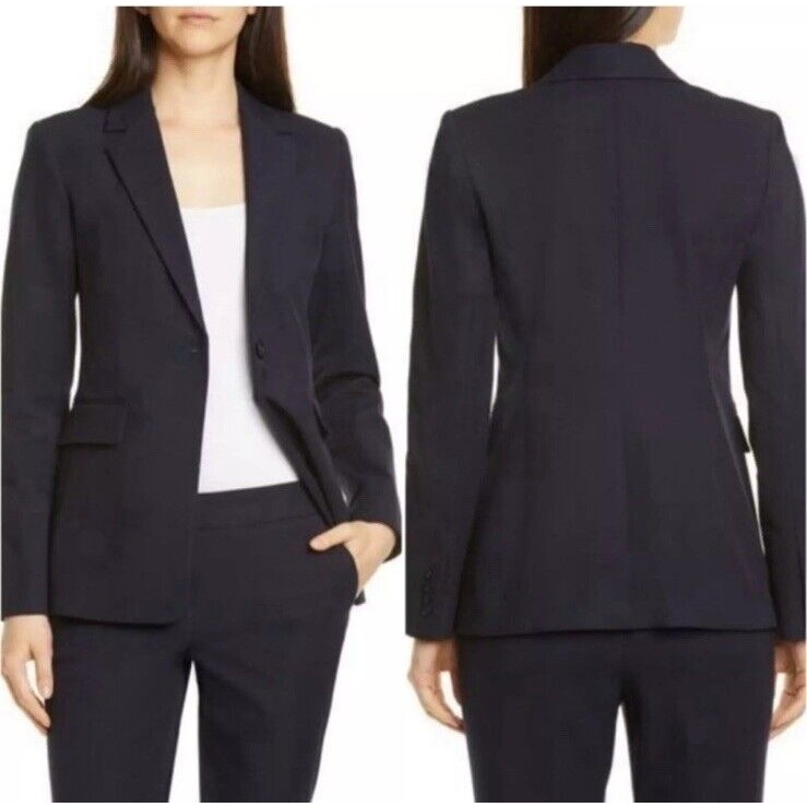 Nordstrom Signature One Button Blazer Womens Black Size 2 Career Professional